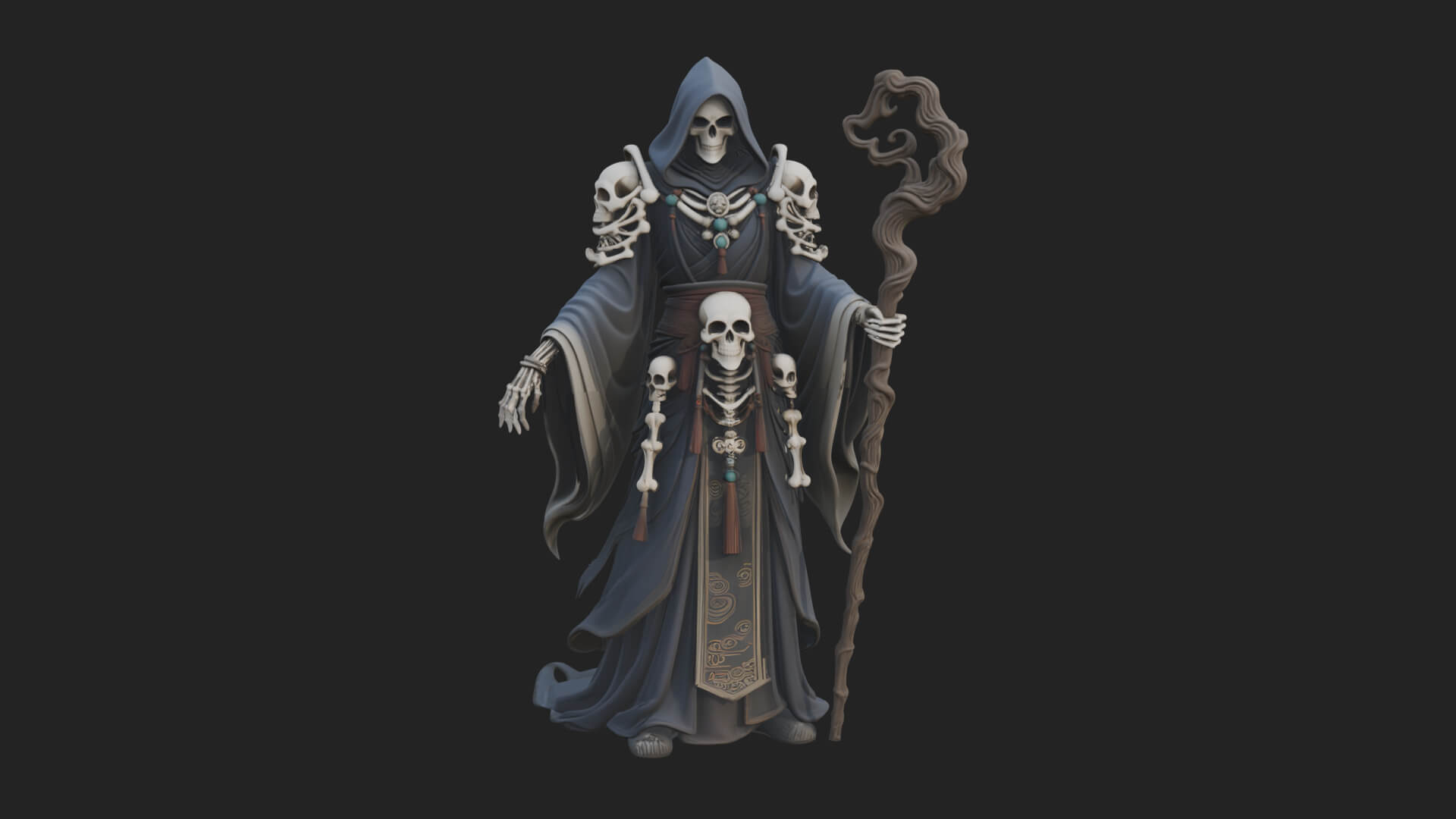 Skeleton Lich Statue Design 3 3D Print Model 3D Model