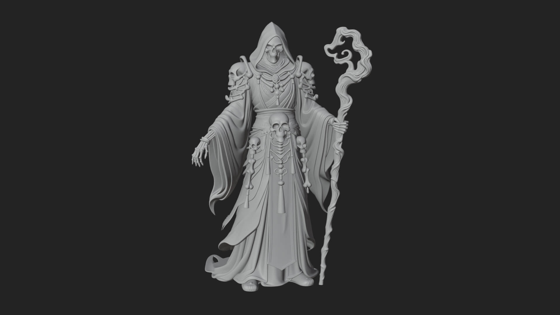 Skeleton Lich Statue Design 3 3D Print Model 3D Model