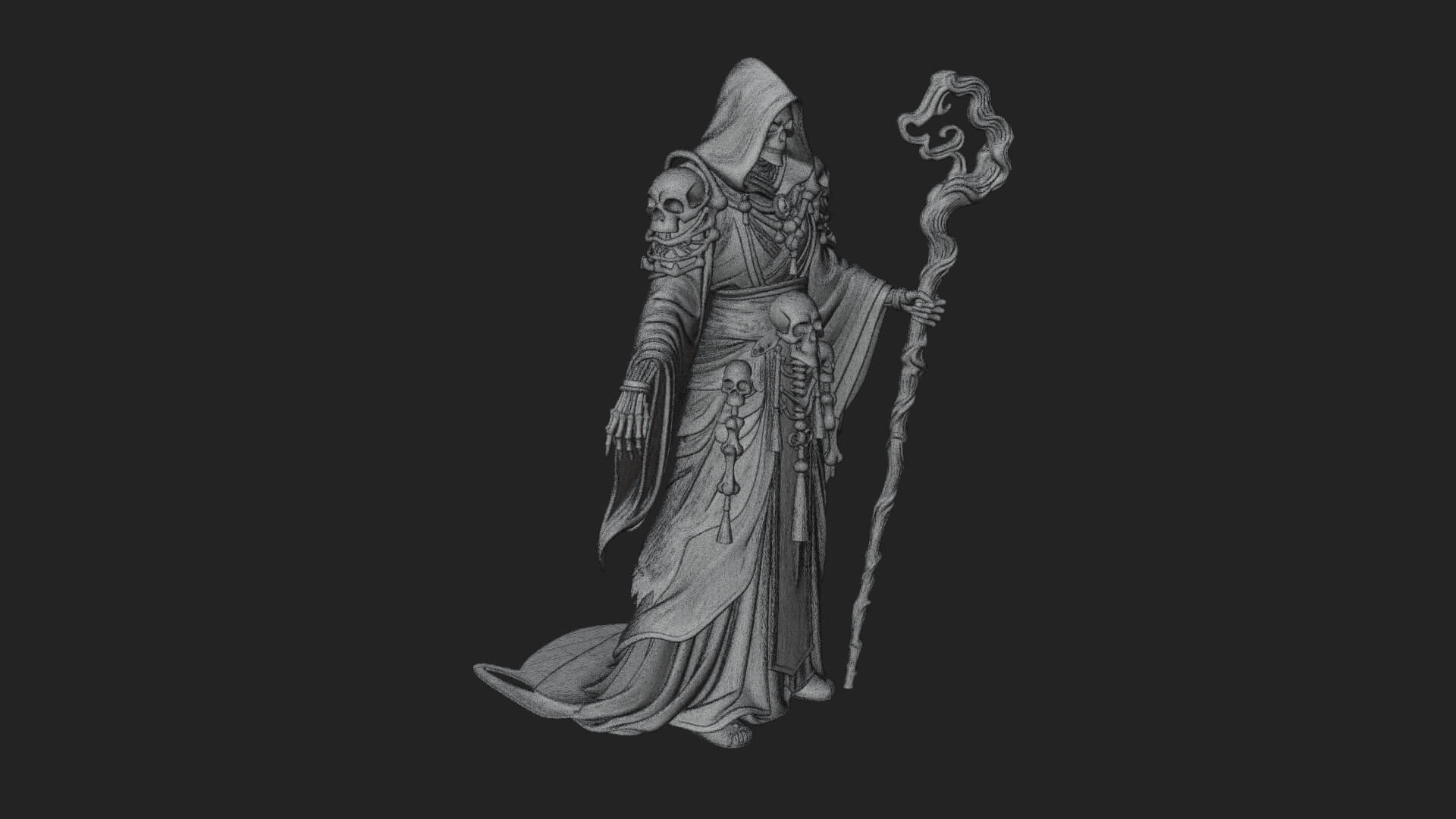 Skeleton Lich Statue Design 3 3D Print Model 3D Model