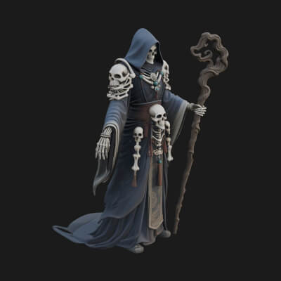 Skeleton Lich Statue Design 3 3D Print Model