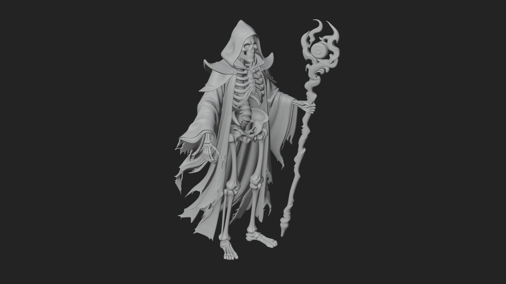 Skeleton Lich Statue Design 4 3D Print Model 3D Model