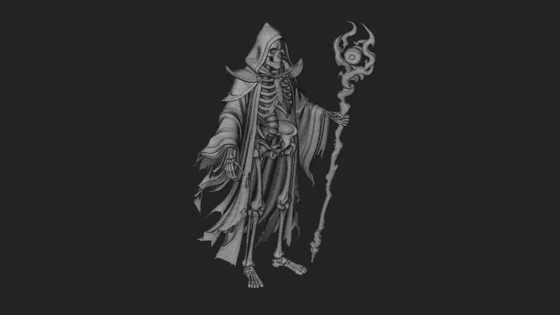 Skeleton Lich Statue Design 4 3D Print Model 3D Model