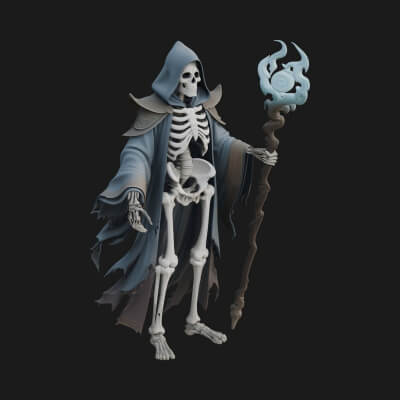 Skeleton Lich Statue Design 4 3D Print Model