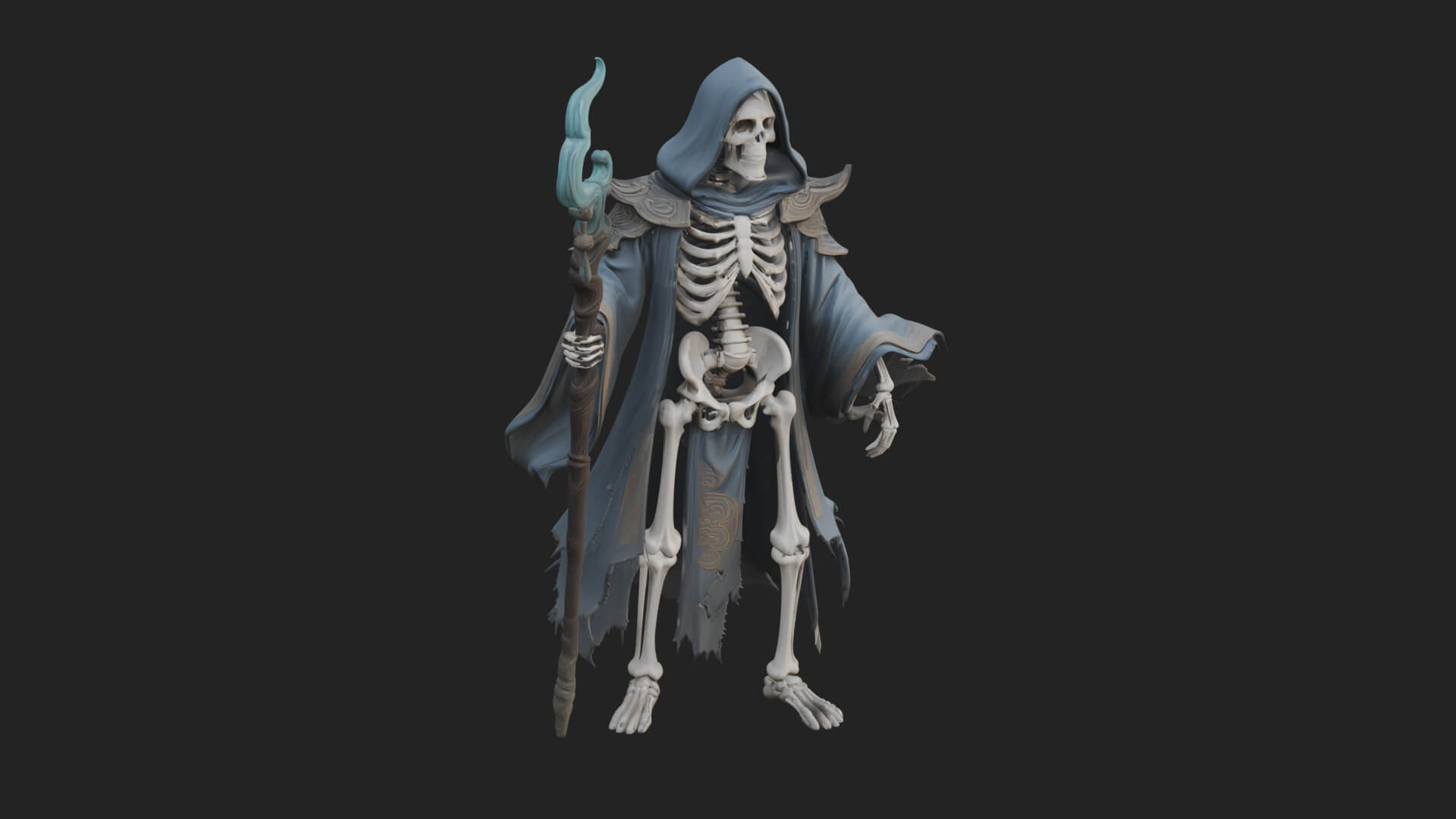Skeleton Lich Statue Design 5 3D Print Model 3D Model