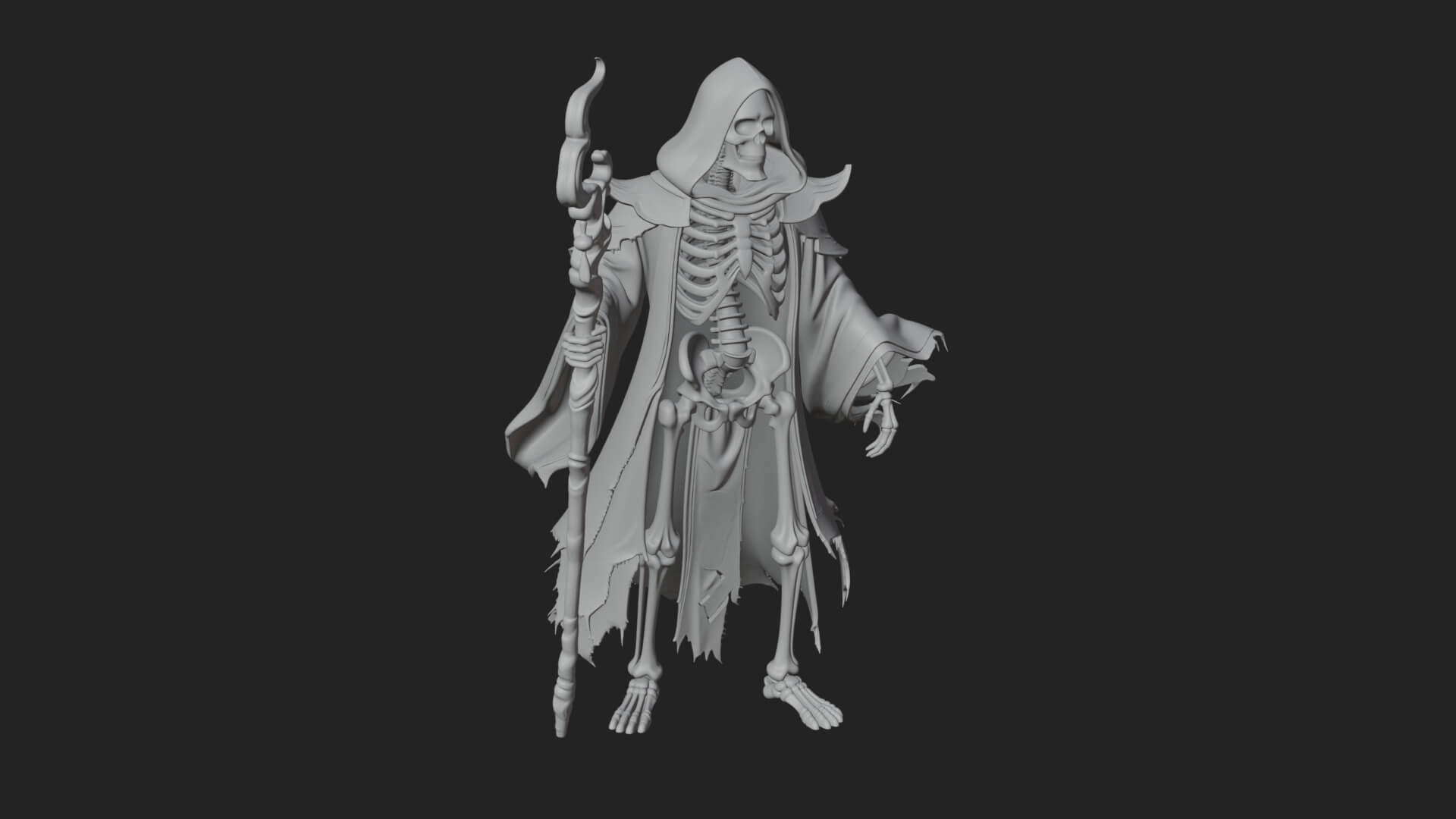 Skeleton Lich Statue Design 5 3D Print Model 3D Model