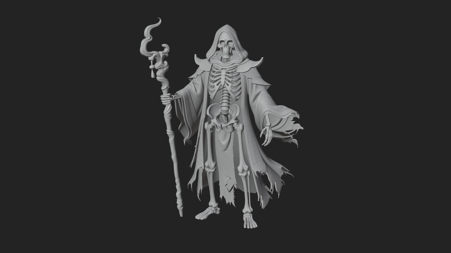 Skeleton Lich Statue Design 5 3D Print Model 3D Model