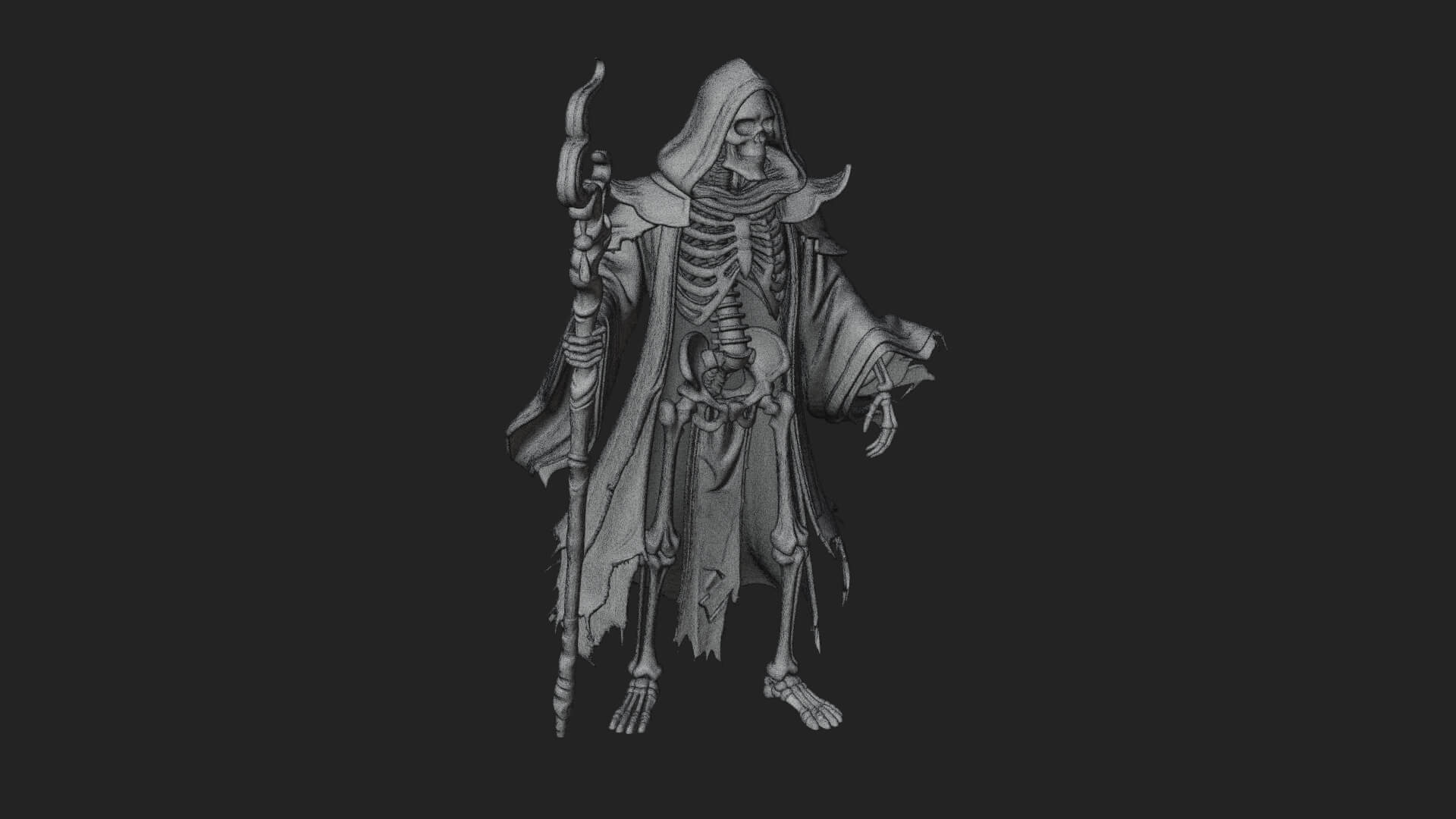 Skeleton Lich Statue Design 5 3D Print Model 3D Model