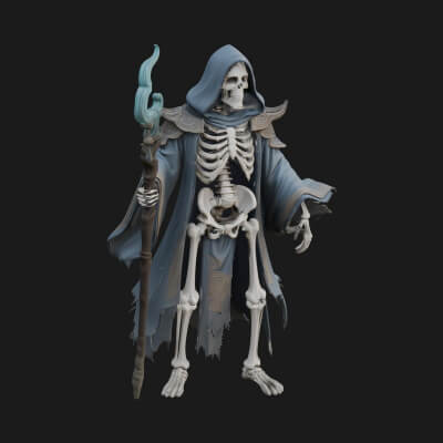 Skeleton Lich Statue Design 5 3D Print Model