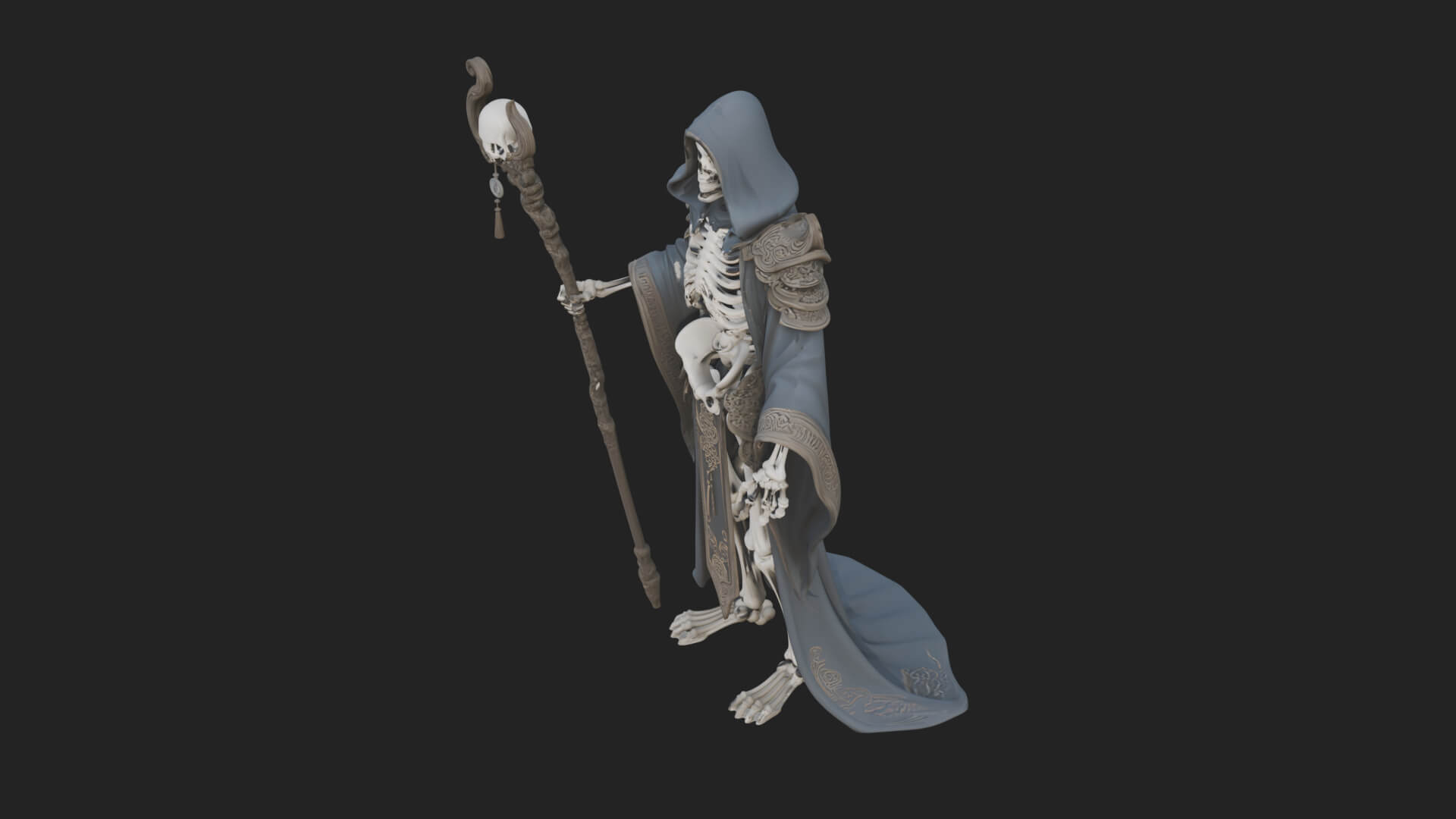 Skeleton Lich Statue Design 6 3D Print Model 3D Model
