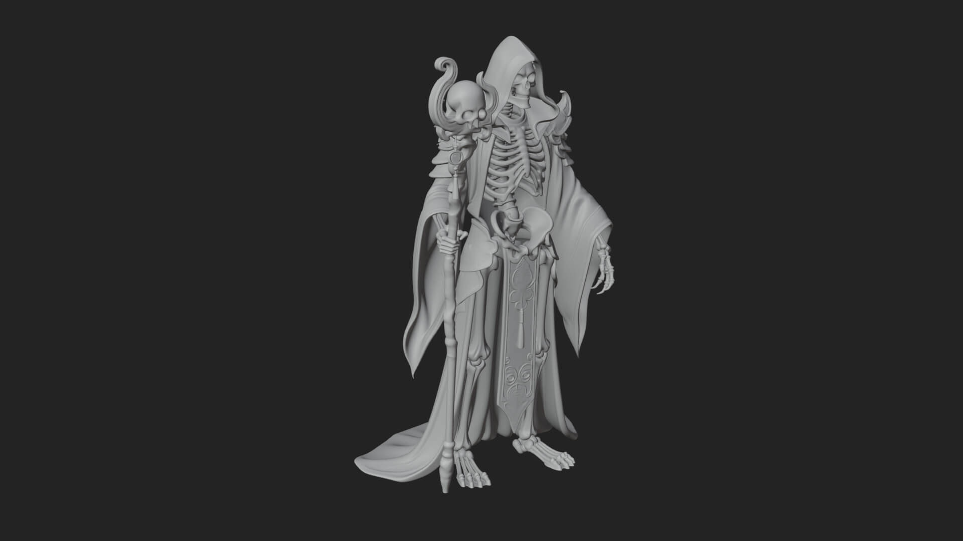 Skeleton Lich Statue Design 6 3D Print Model 3D Model