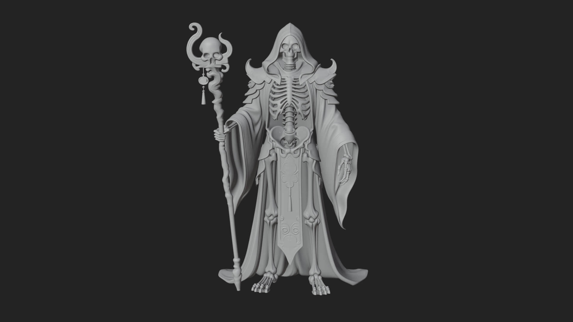 Skeleton Lich Statue Design 6 3D Print Model 3D Model