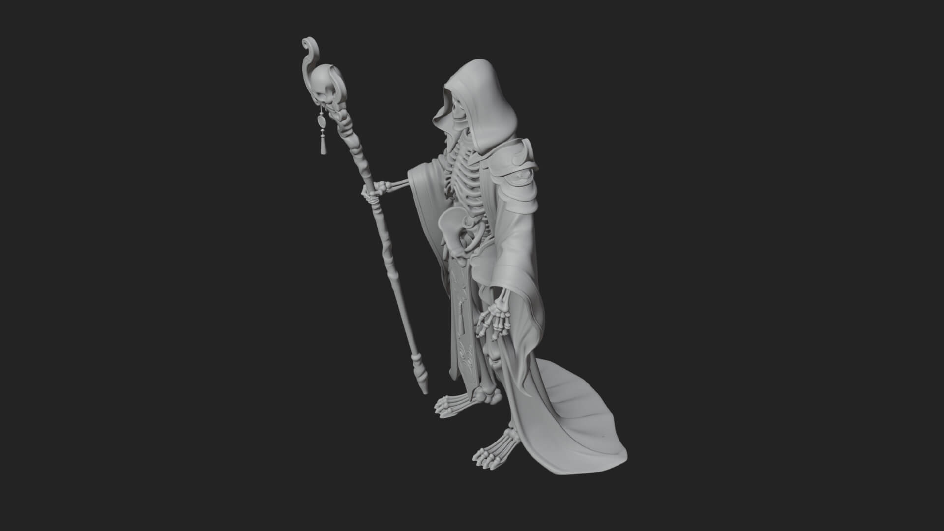 Skeleton Lich Statue Design 6 3D Print Model 3D Model
