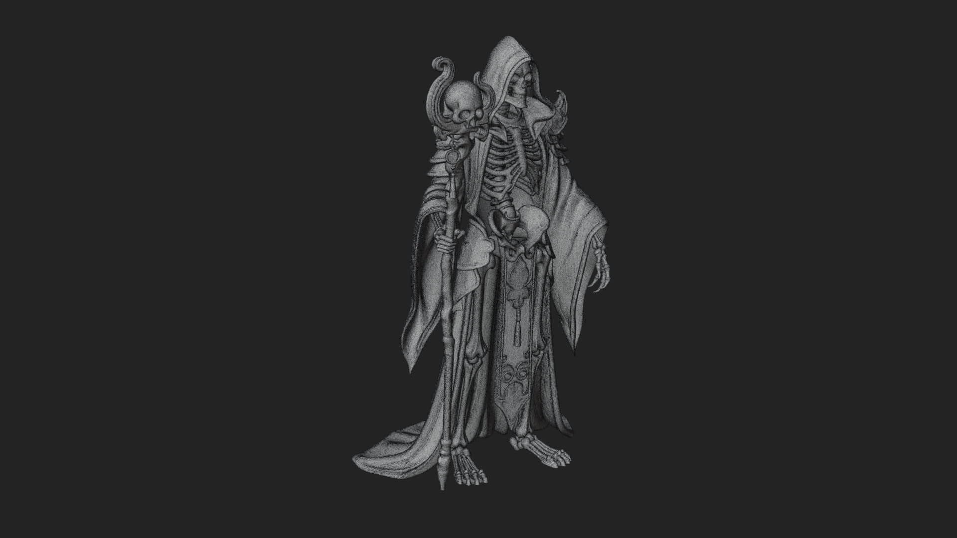 Skeleton Lich Statue Design 6 3D Print Model 3D Model