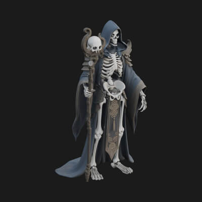 Skeleton Lich Statue Design 6 3D Print Model