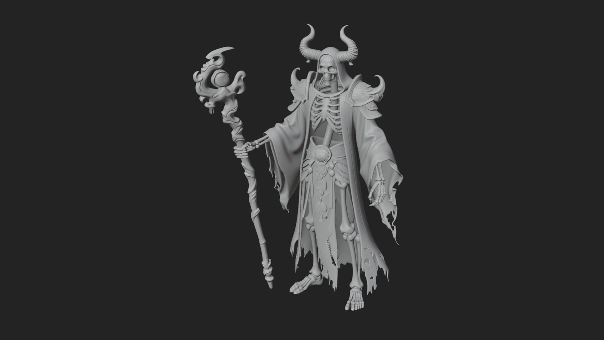 Skeleton Lich Statue Design 7 3D Print Model 3D Model