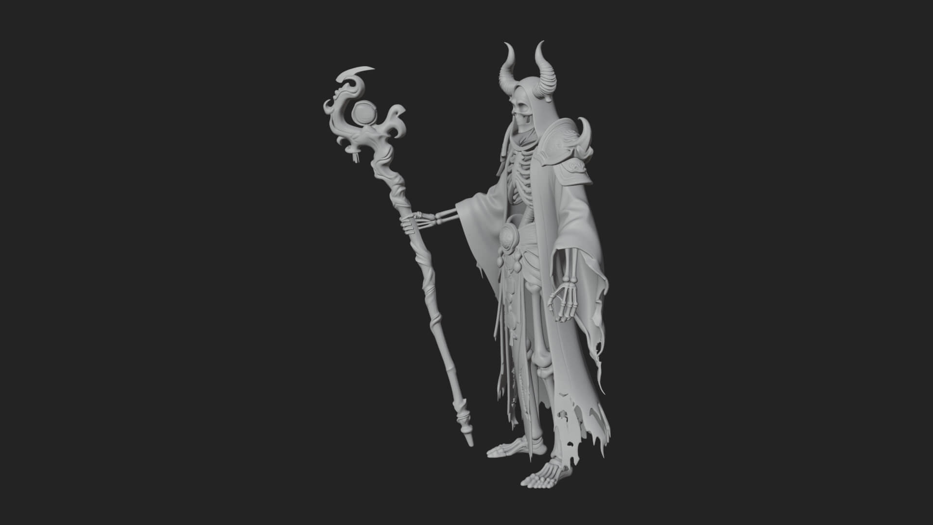 Skeleton Lich Statue Design 7 3D Print Model 3D Model
