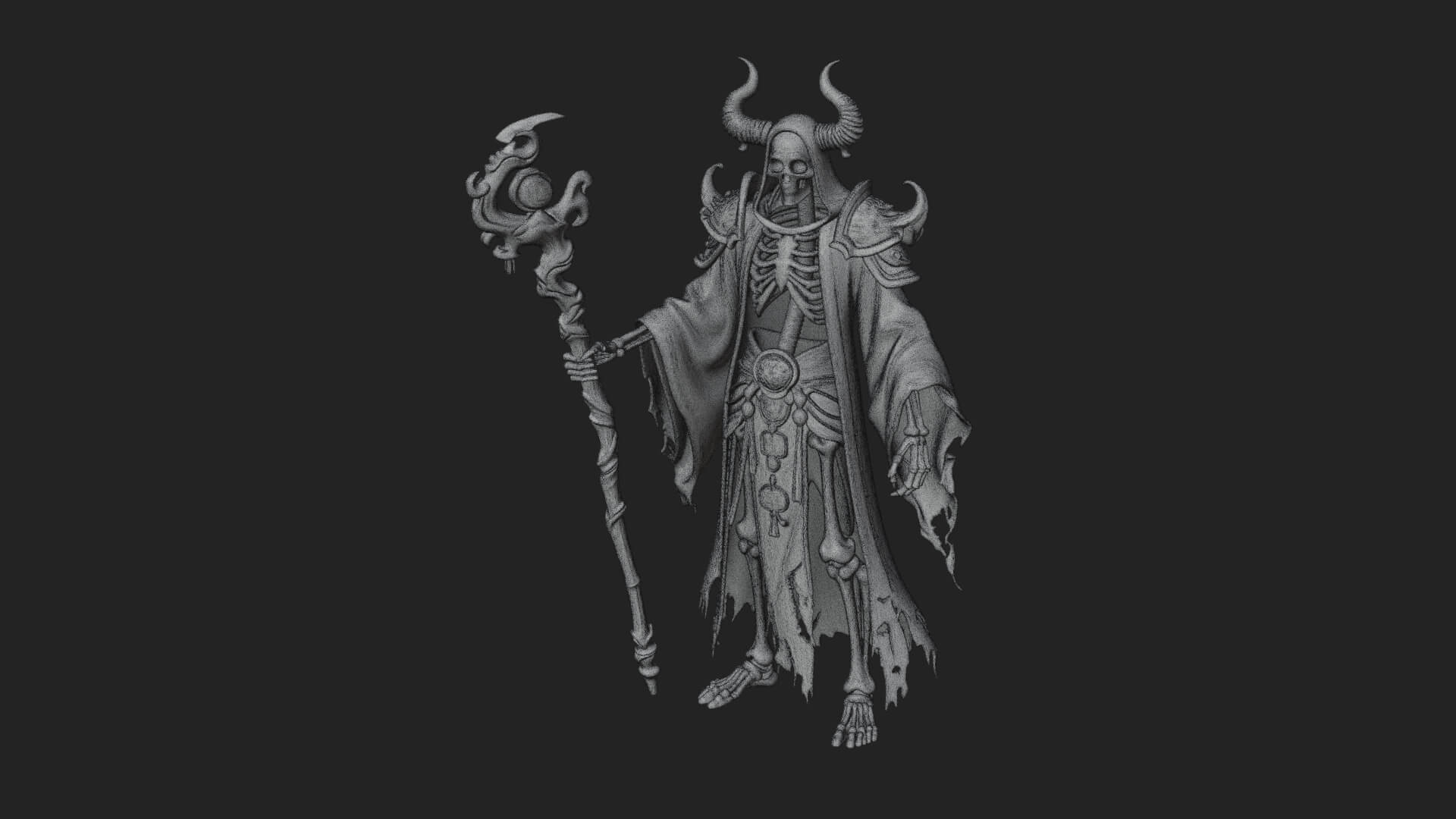 Skeleton Lich Statue Design 7 3D Print Model 3D Model