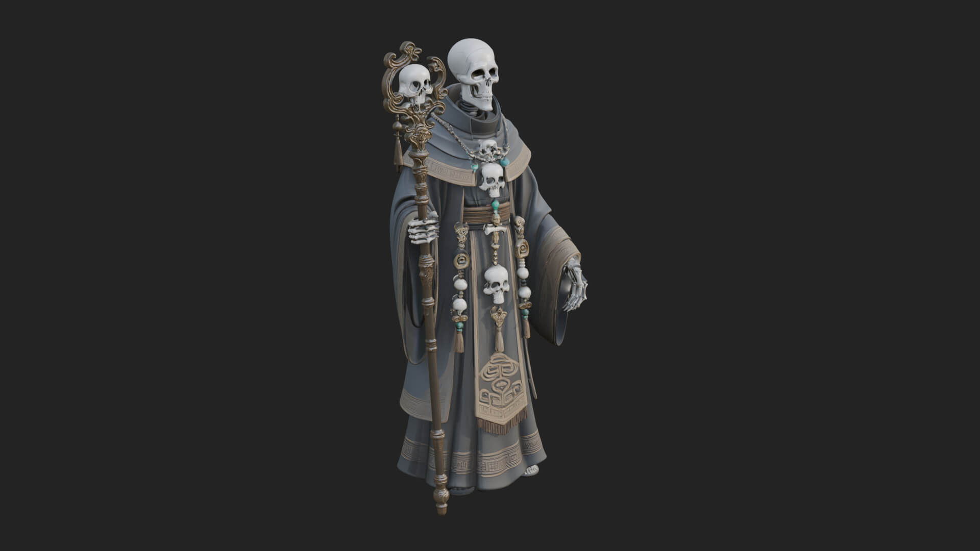 Skeleton Lich Statue Design 8 3D Print Model 3D Model