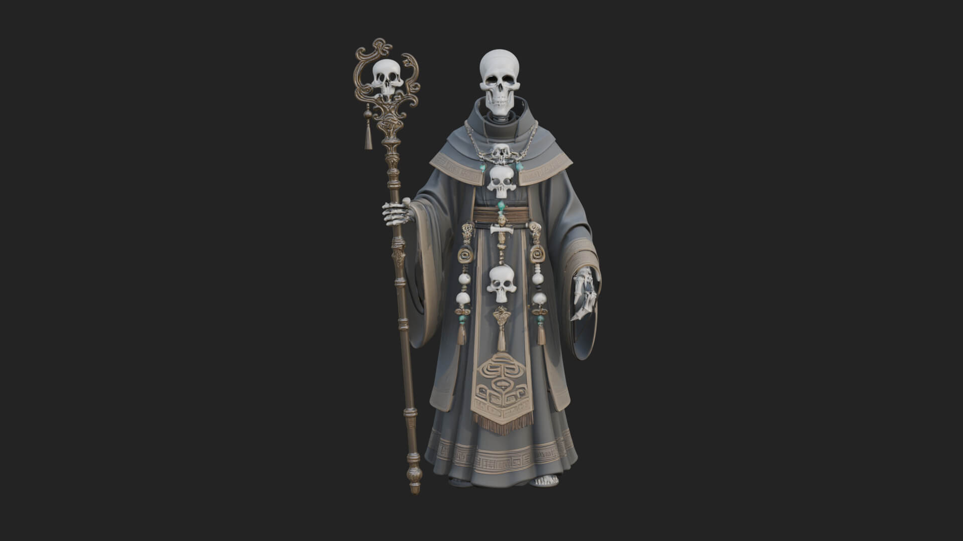 Skeleton Lich Statue Design 8 3D Print Model 3D Model
