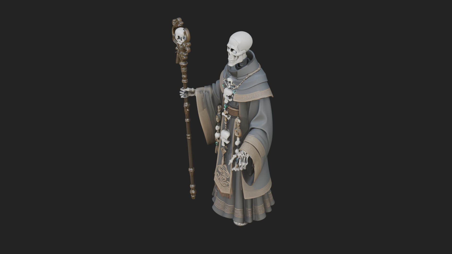 Skeleton Lich Statue Design 8 3D Print Model 3D Model