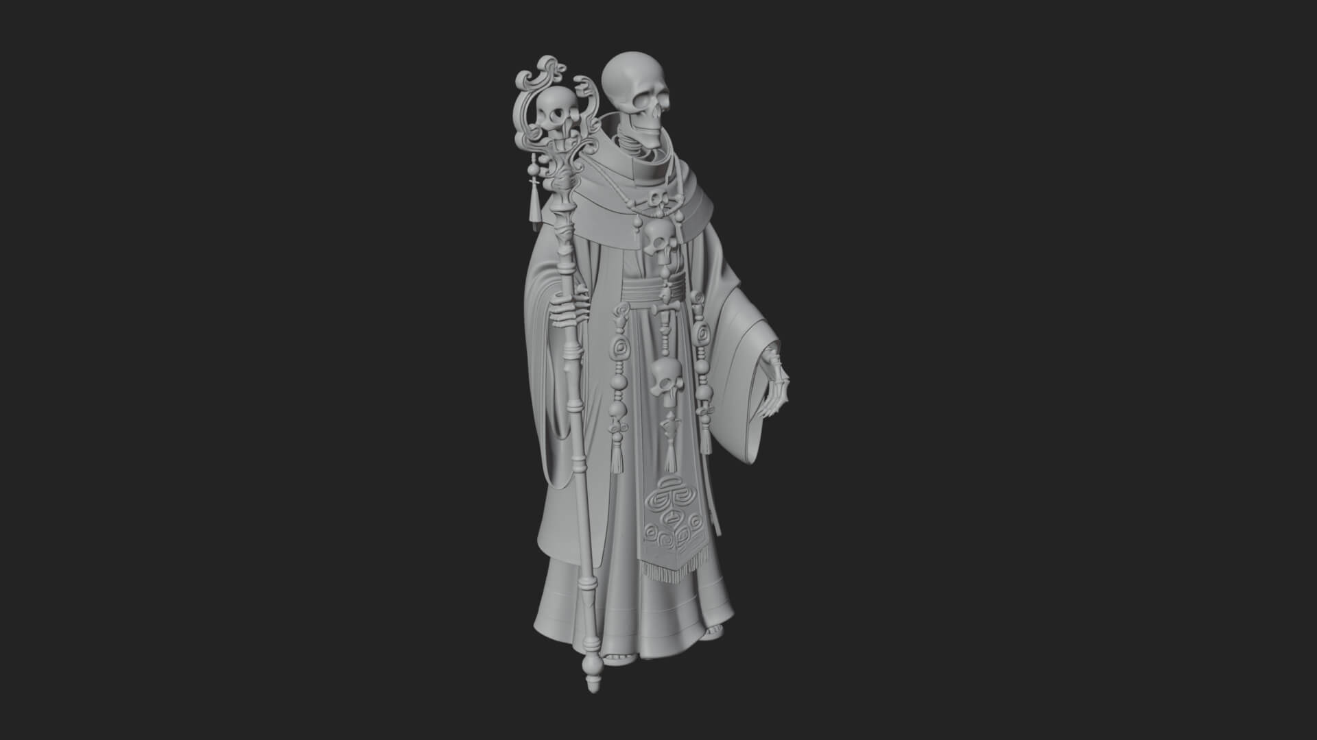 Skeleton Lich Statue Design 8 3D Print Model 3D Model