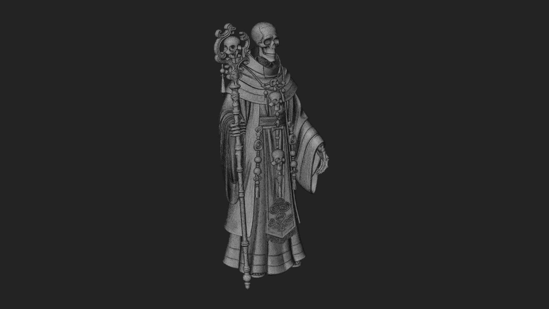 Skeleton Lich Statue Design 8 3D Print Model 3D Model