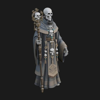 Skeleton Lich Statue Design 8 3D Print Model