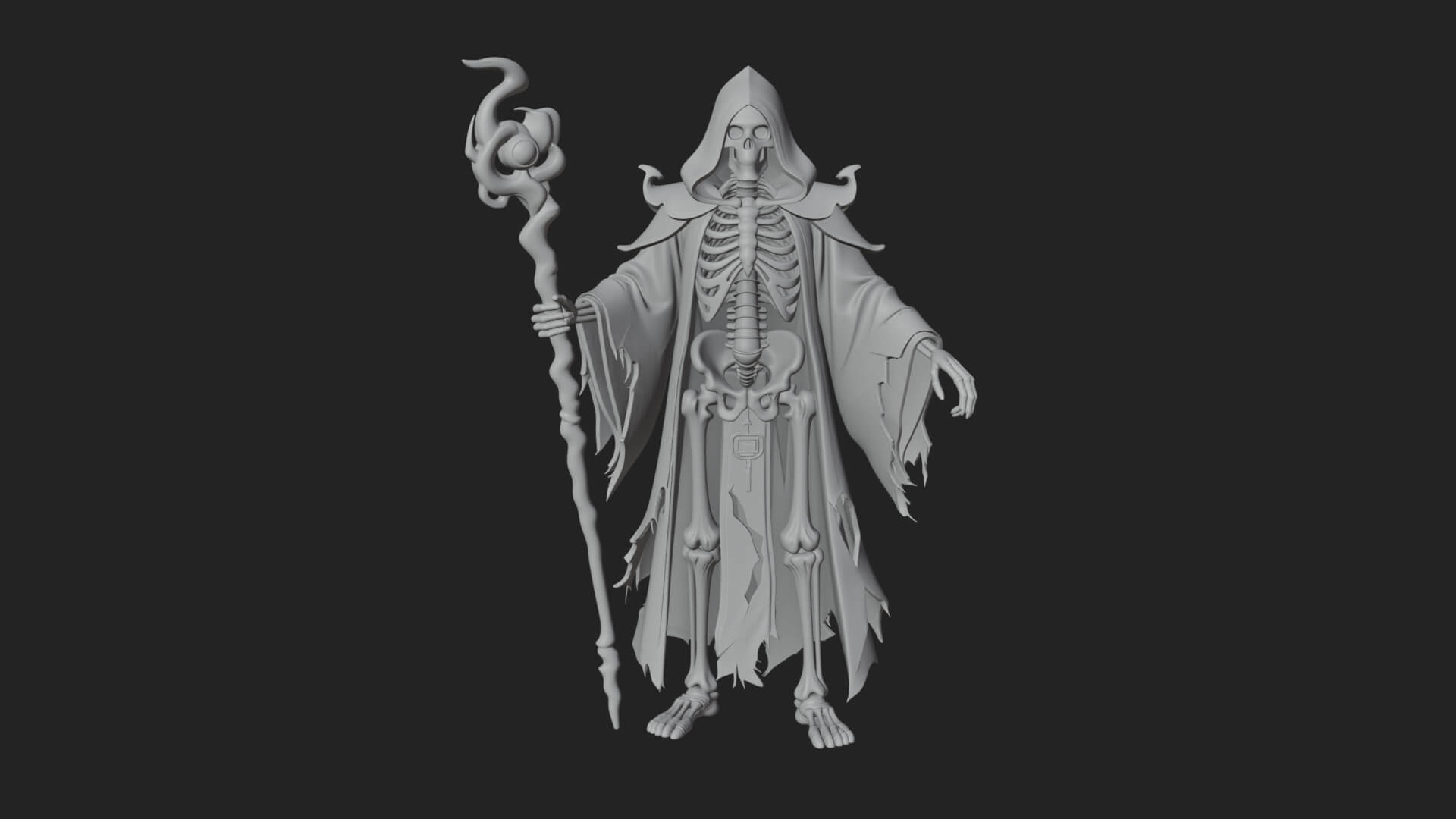 Skeleton Lich Statue Design 9 3D Print Model 3D Model