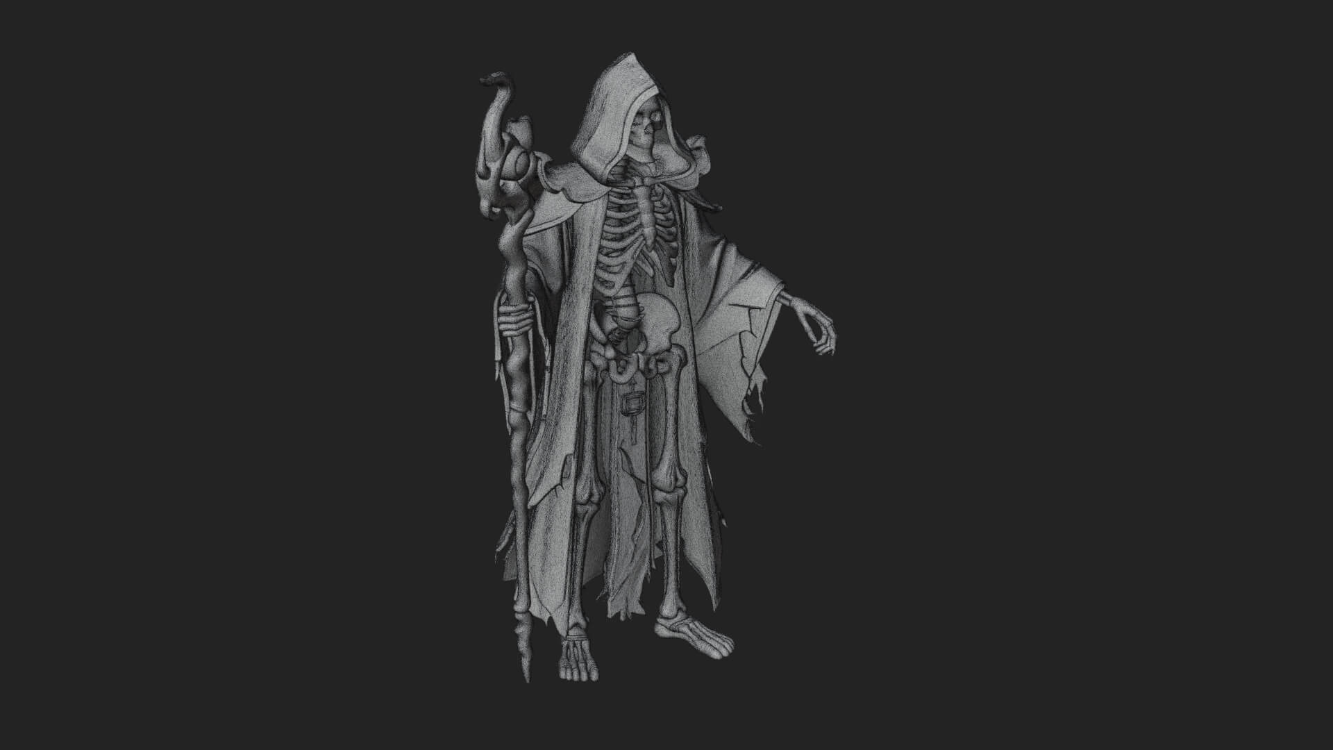 Skeleton Lich Statue Design 9 3D Print Model 3D Model