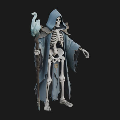 Skeleton Lich Statue Design 9 3D Print Model