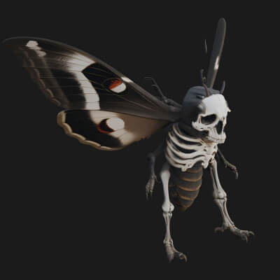 Skeleton Moth Statue Design 1 3D Print Model