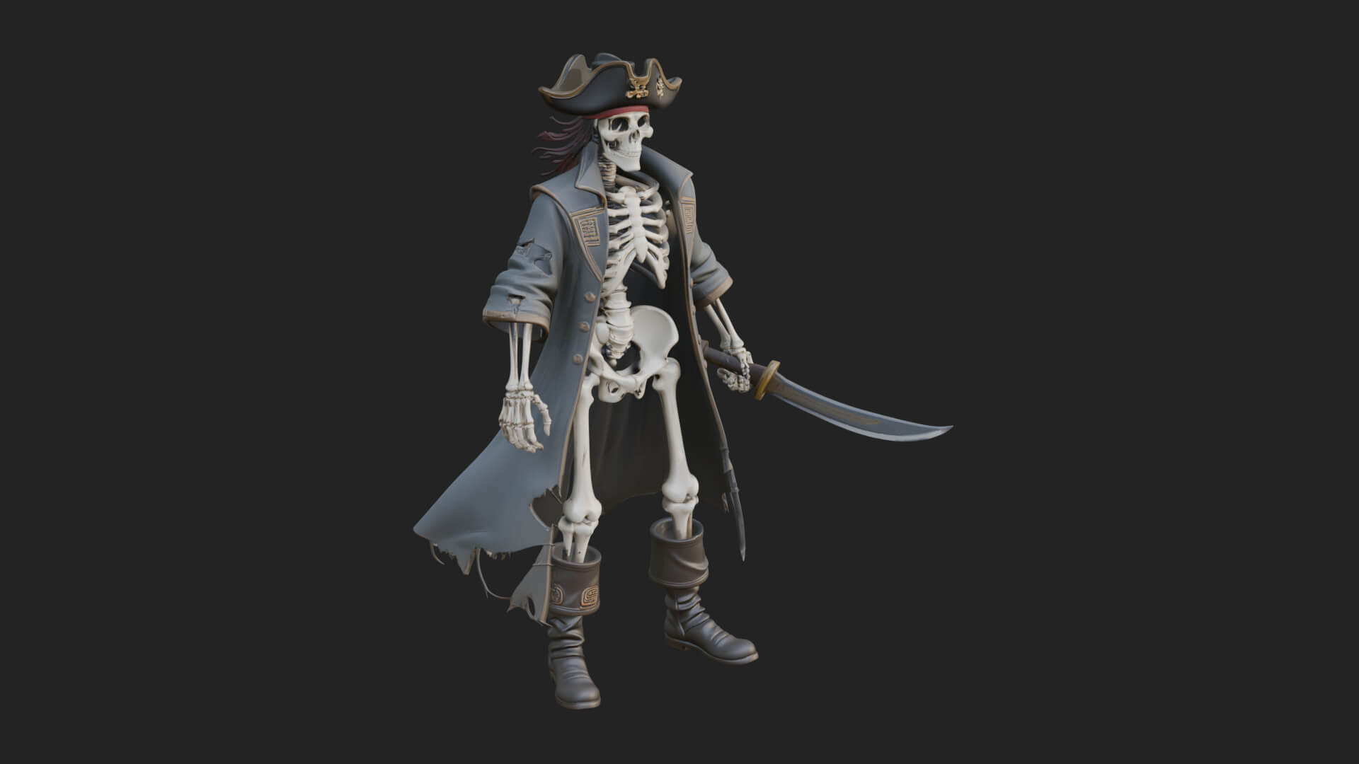 Skeleton Pirate Statue Design 10 3D Print Model 3D Model