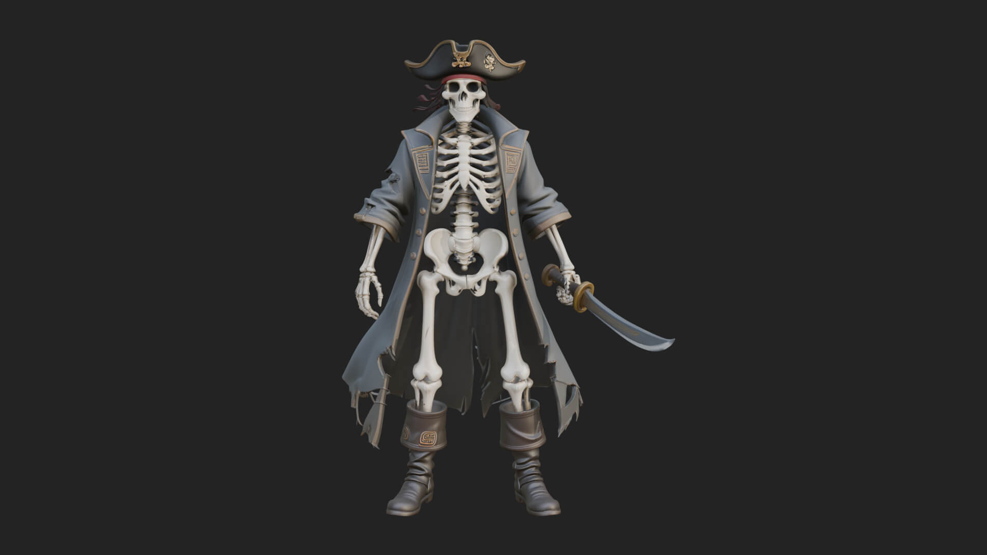 Skeleton Pirate Statue Design 10 3D Print Model 3D Model