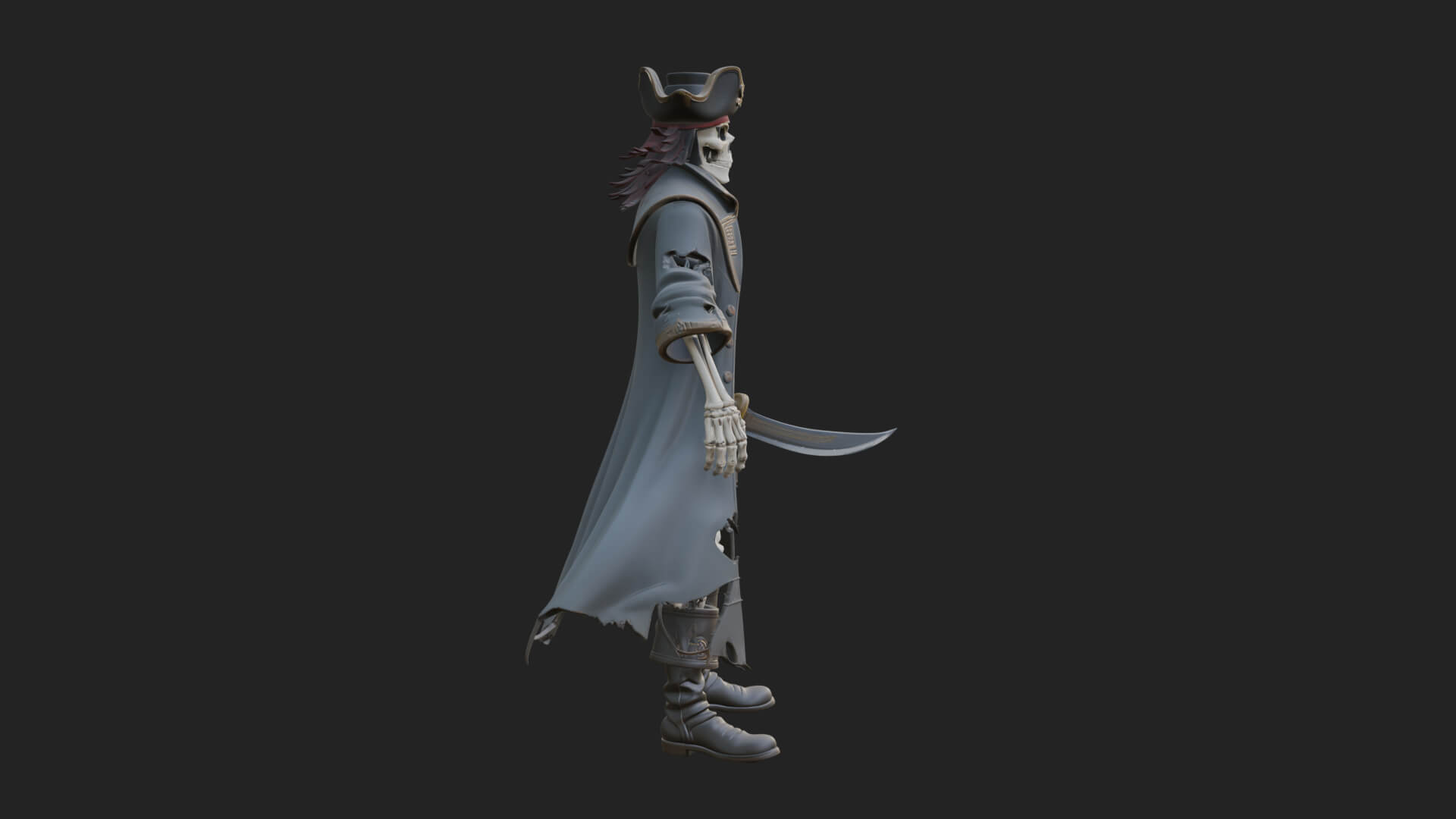 Skeleton Pirate Statue Design 10 3D Print Model 3D Model
