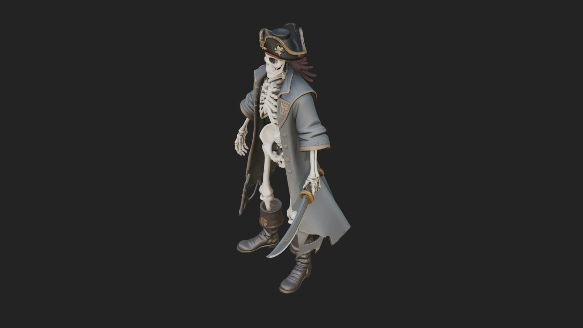 Skeleton Pirate Statue Design 10 3D Print Model 3D Model