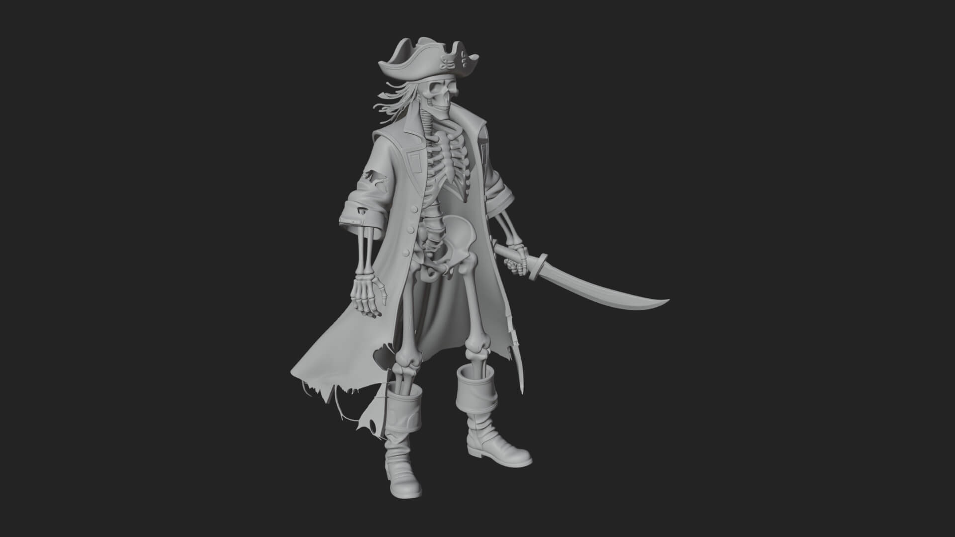 Skeleton Pirate Statue Design 10 3D Print Model 3D Model