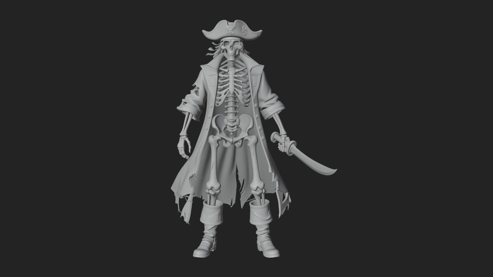 Skeleton Pirate Statue Design 10 3D Print Model 3D Model