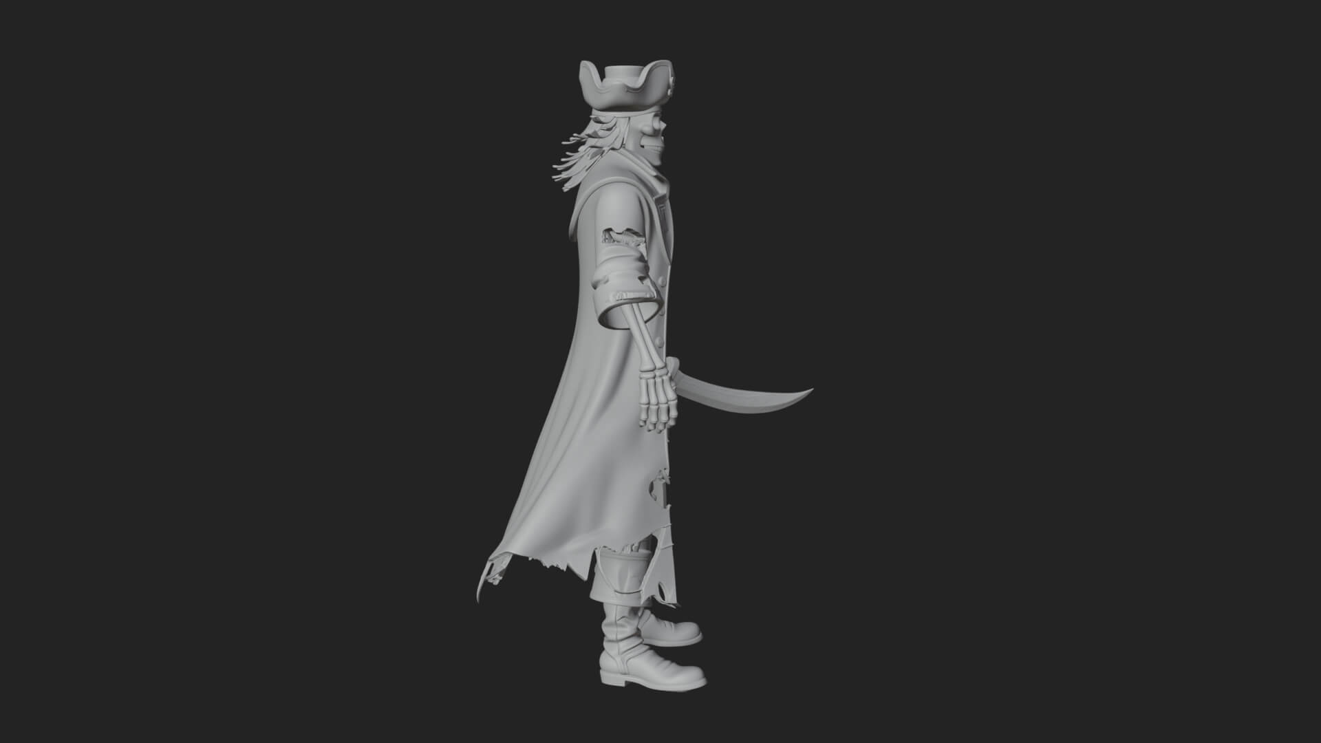 Skeleton Pirate Statue Design 10 3D Print Model 3D Model