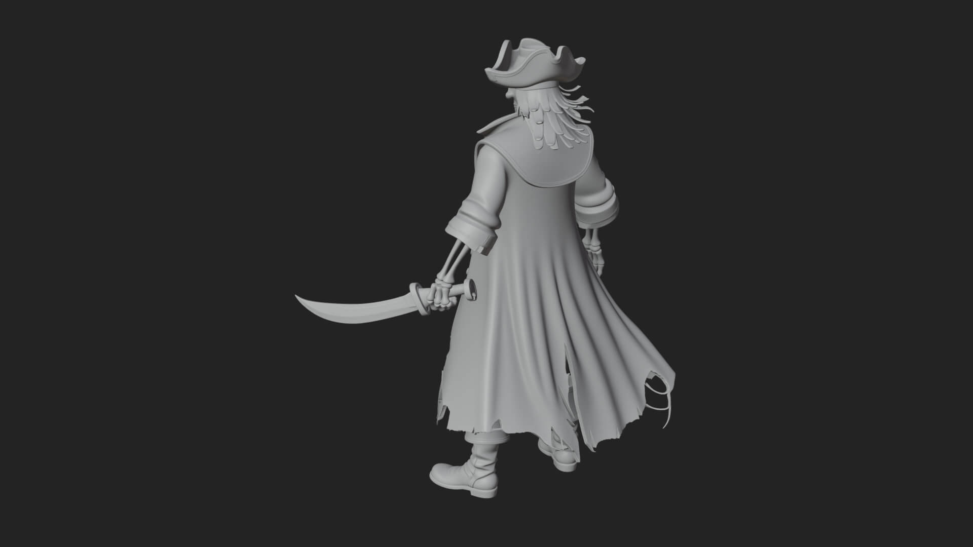 Skeleton Pirate Statue Design 10 3D Print Model 3D Model