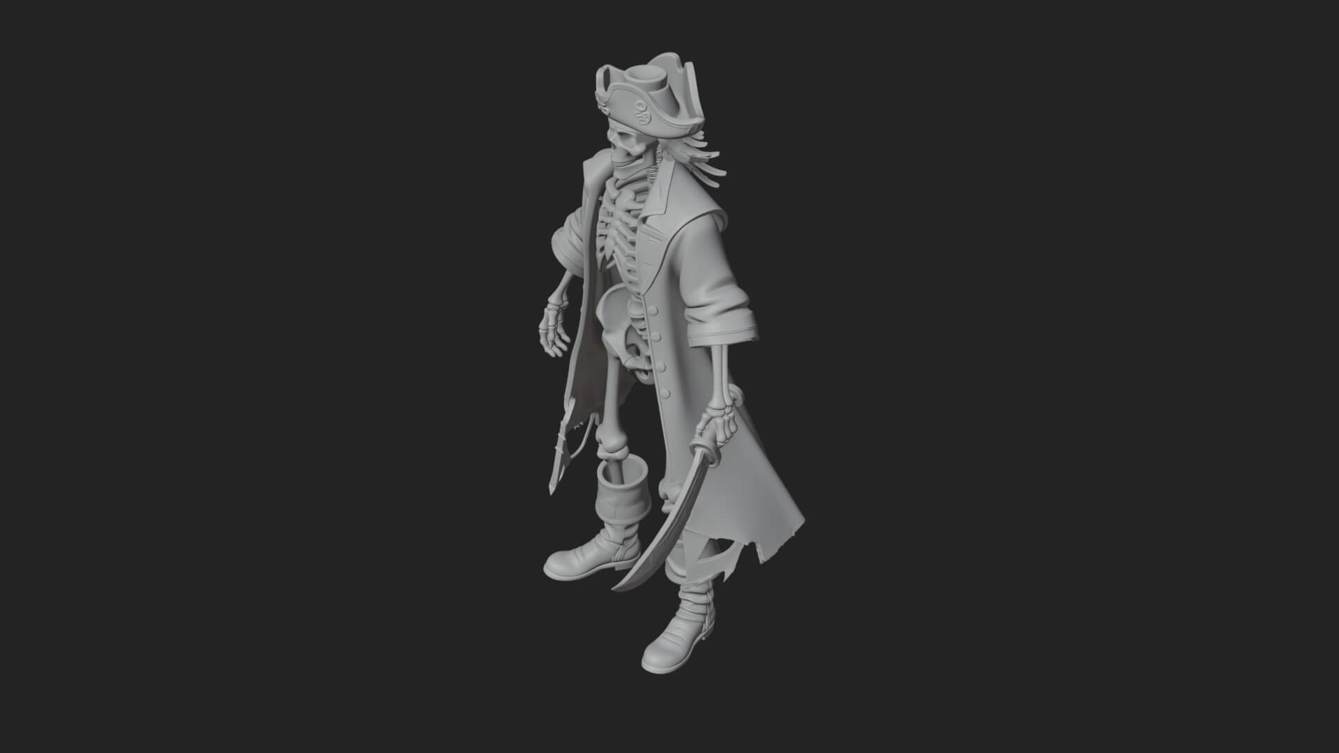 Skeleton Pirate Statue Design 10 3D Print Model 3D Model