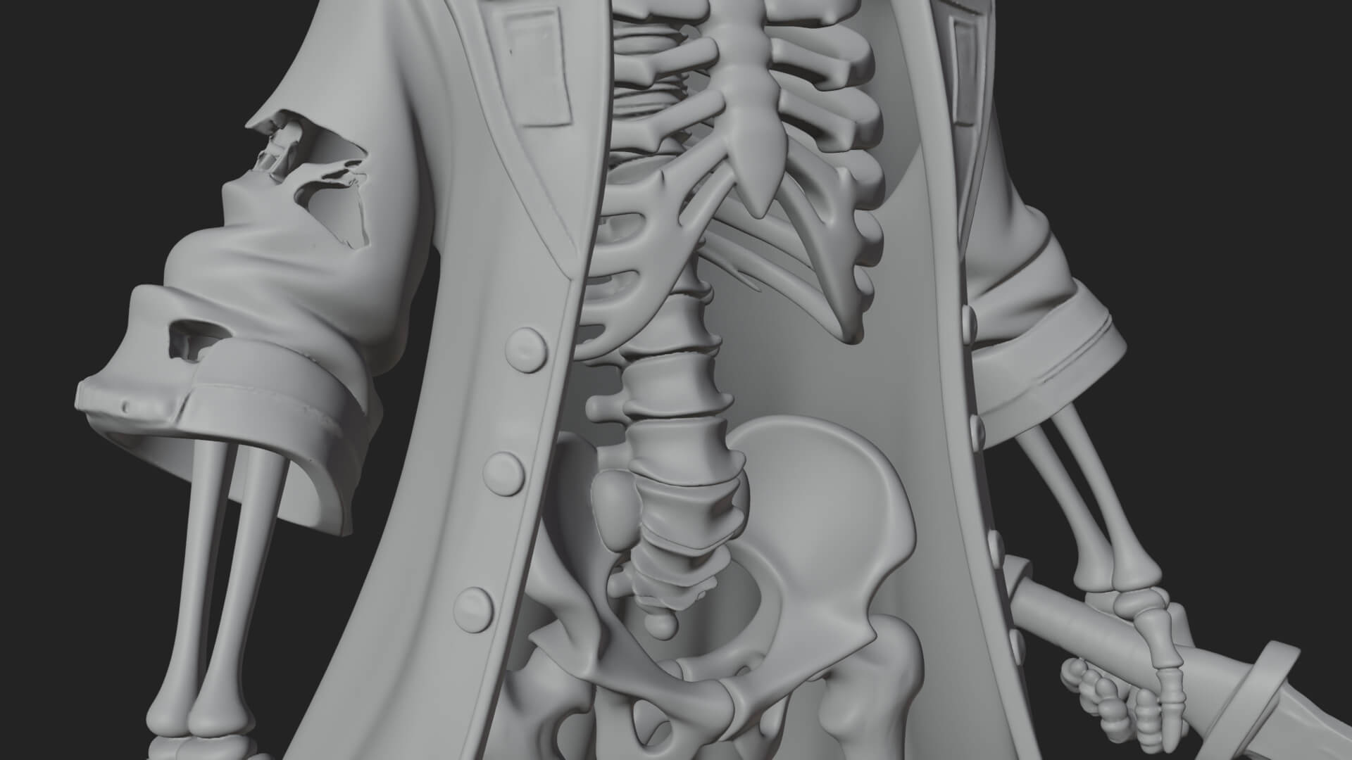 Skeleton Pirate Statue Design 10 3D Print Model 3D Model