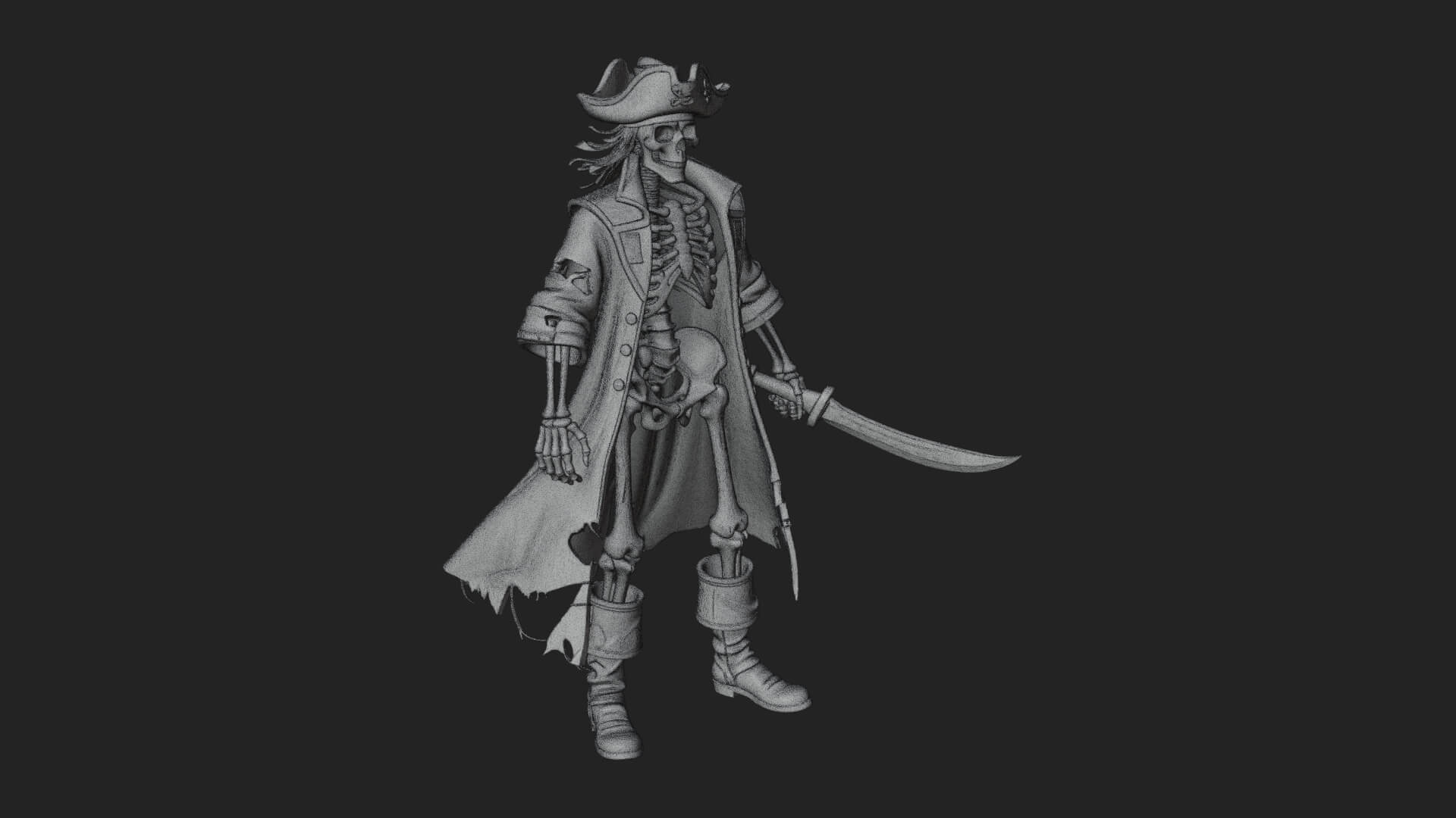 Skeleton Pirate Statue Design 10 3D Print Model 3D Model
