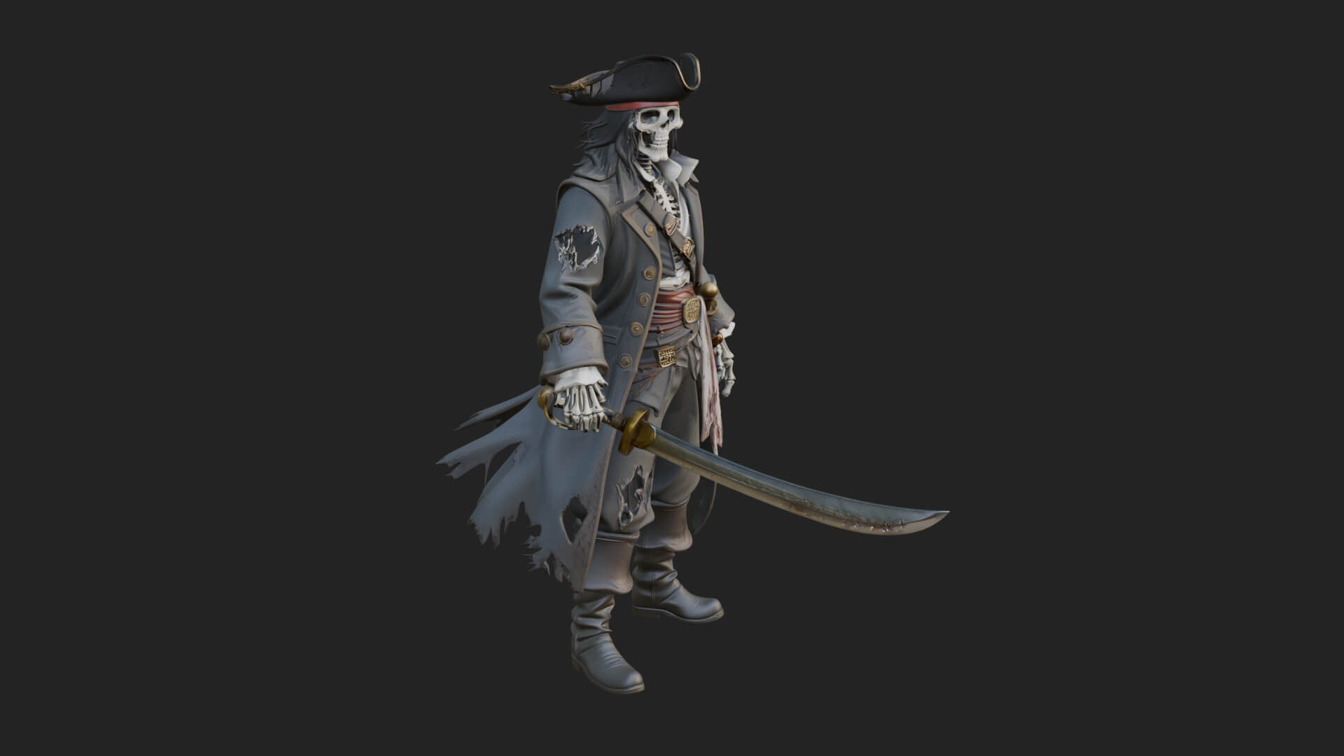 Skeleton Pirate Statue Design 11 3D Print Model 3D Model