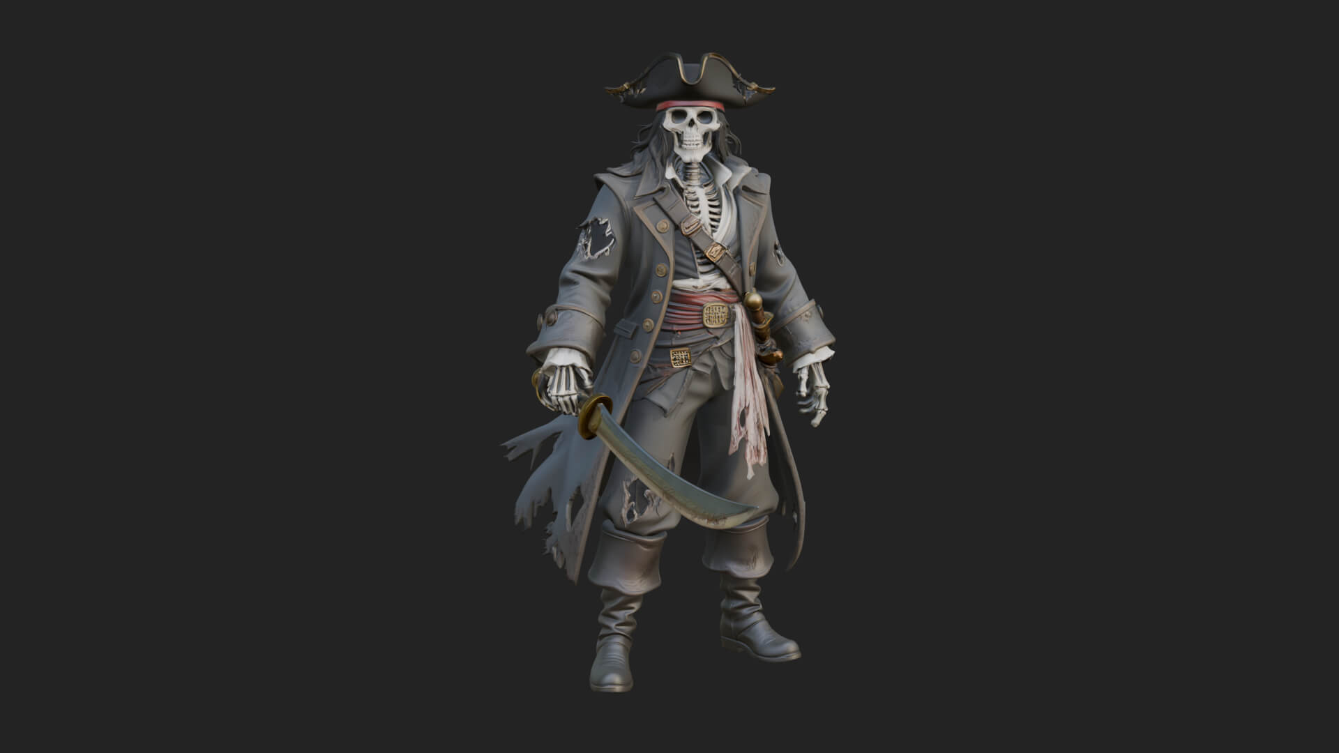 Skeleton Pirate Statue Design 11 3D Print Model 3D Model