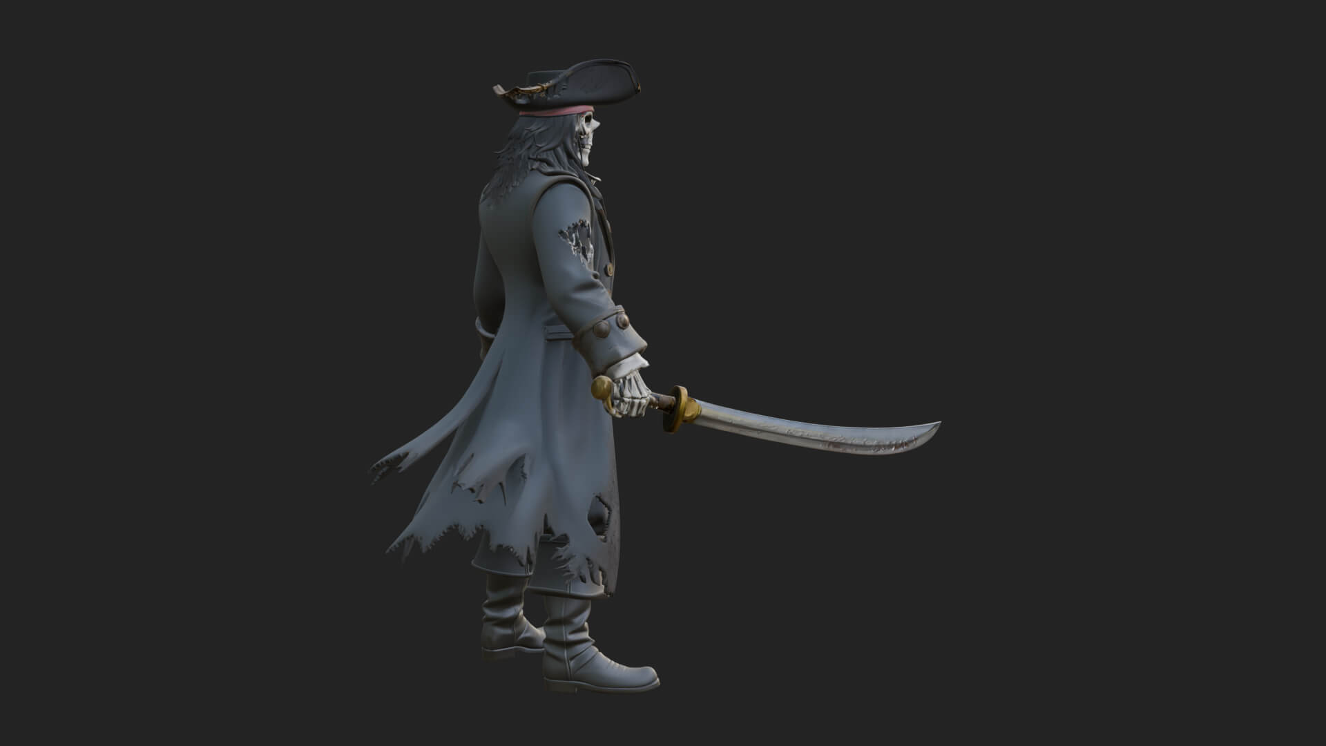 Skeleton Pirate Statue Design 11 3D Print Model 3D Model