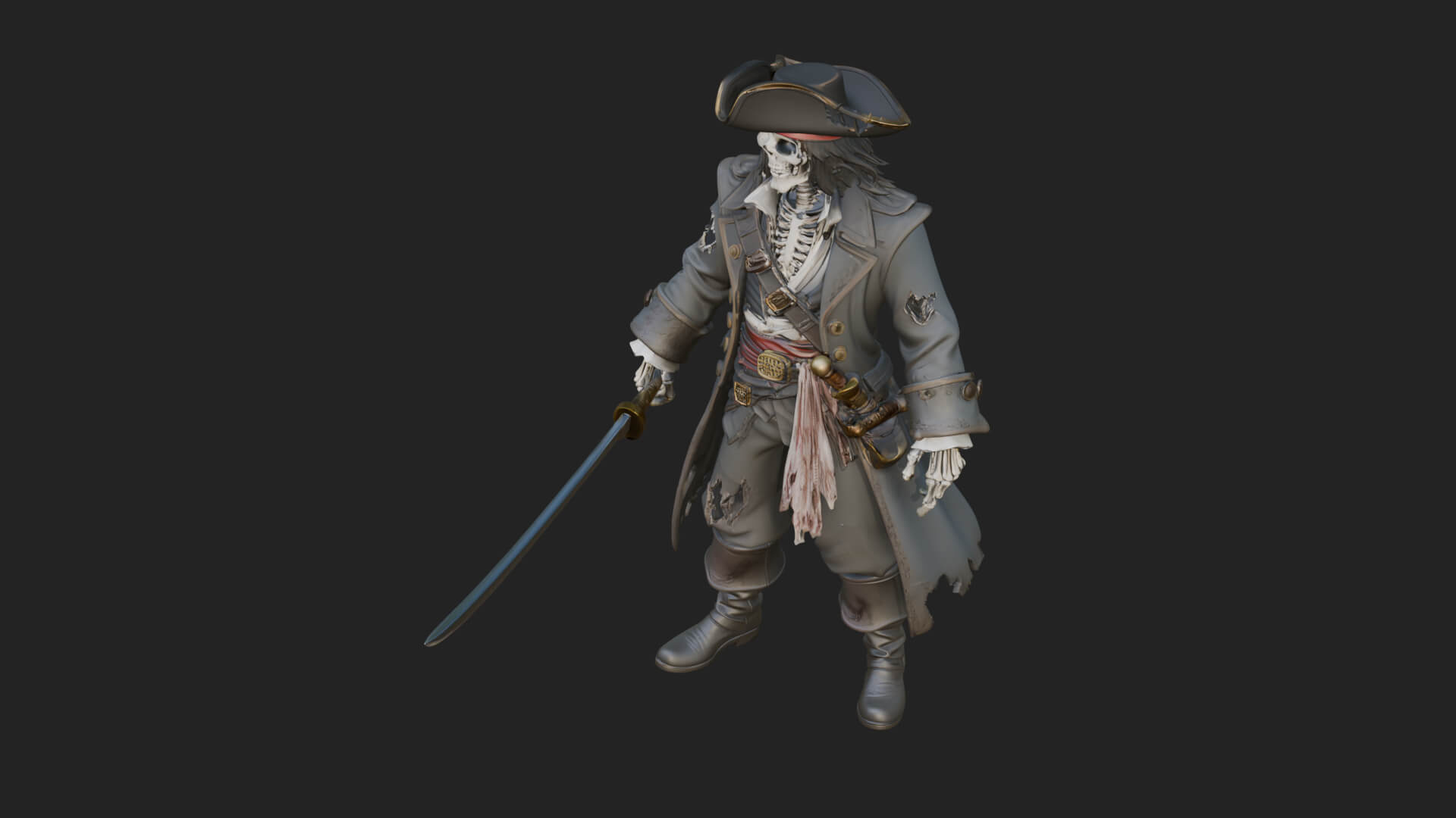 Skeleton Pirate Statue Design 11 3D Print Model 3D Model