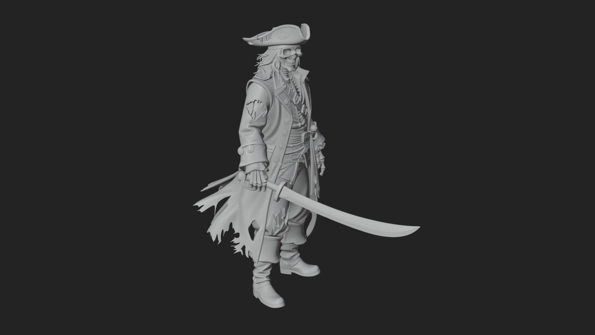 Skeleton Pirate Statue Design 11 3D Print Model 3D Model
