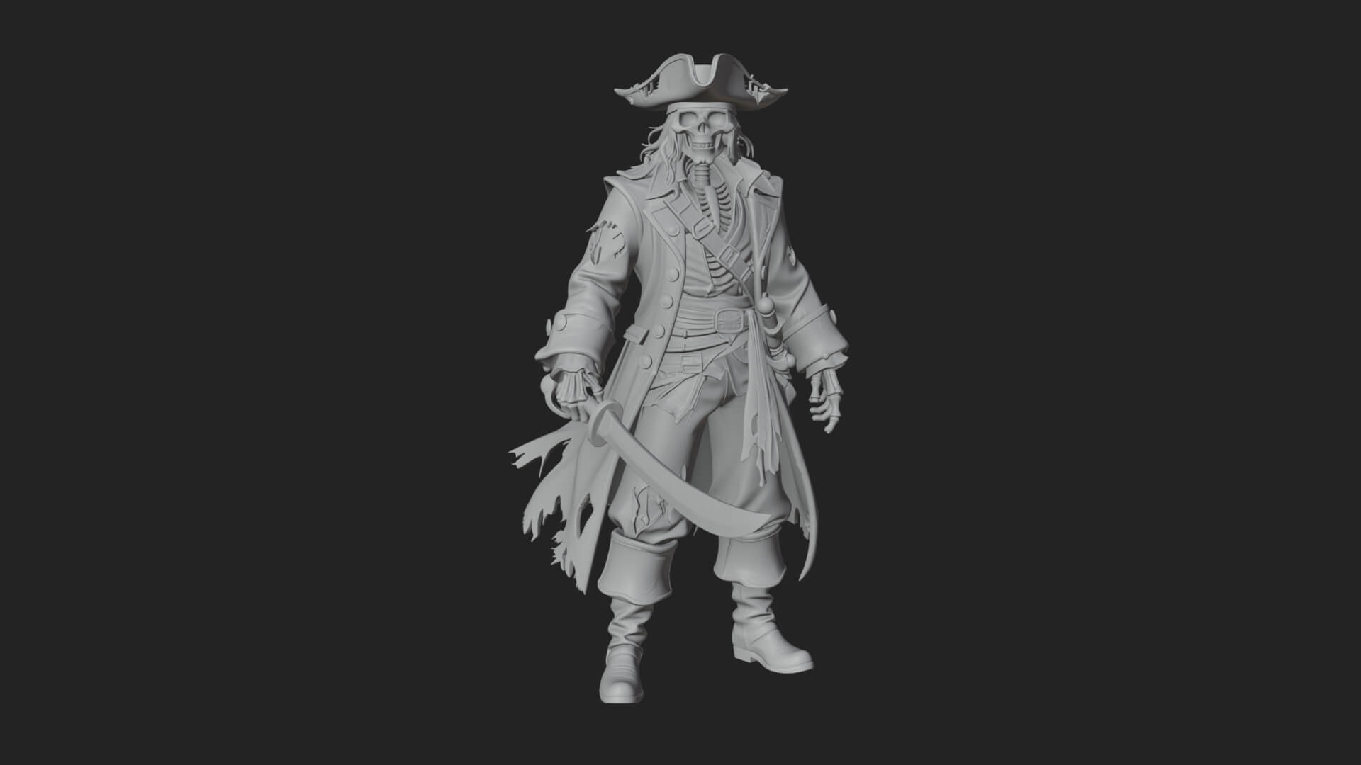 Skeleton Pirate Statue Design 11 3D Print Model 3D Model