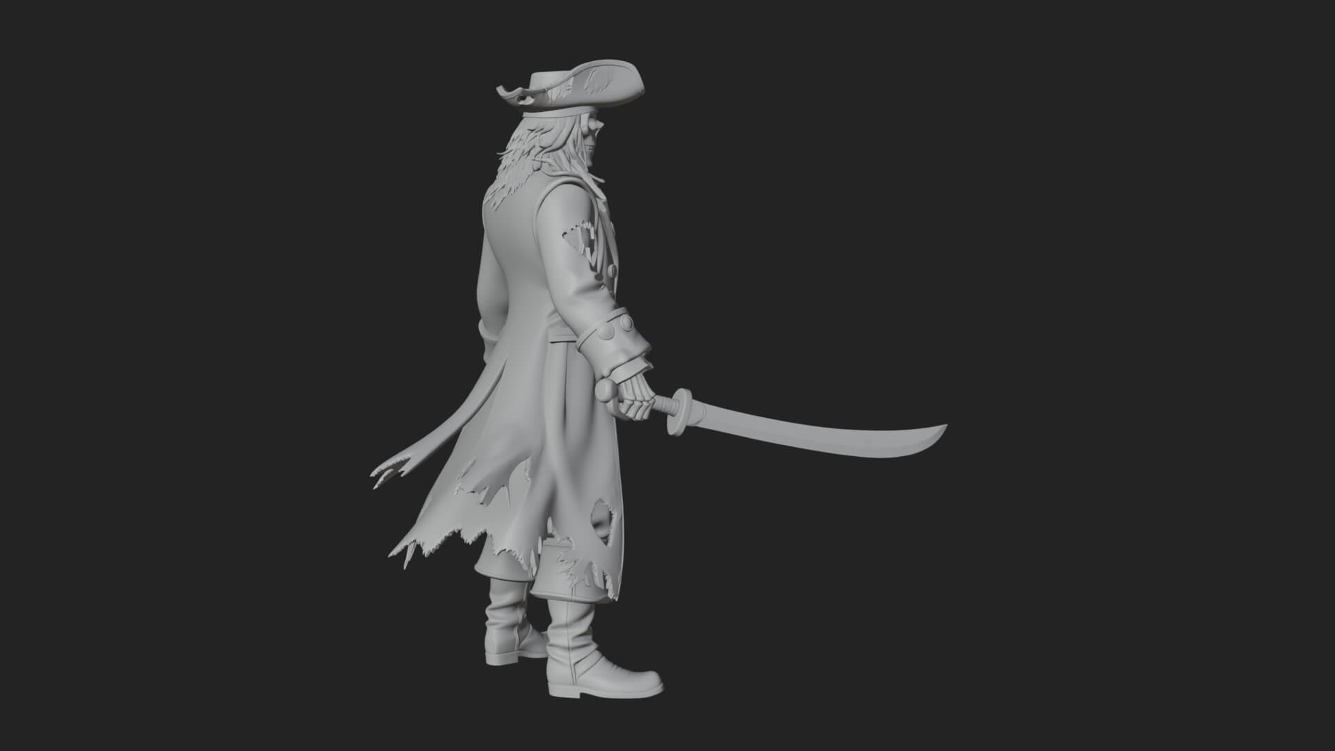 Skeleton Pirate Statue Design 11 3D Print Model 3D Model