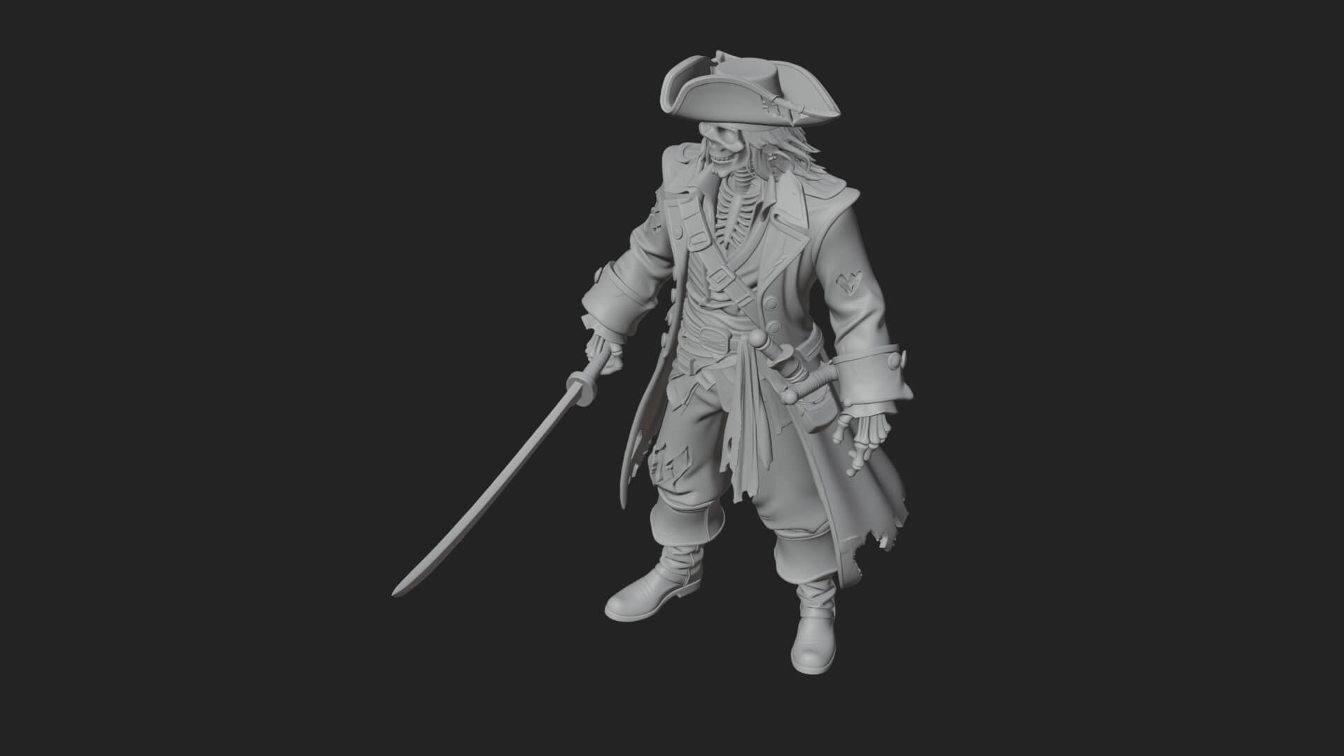 Skeleton Pirate Statue Design 11 3D Print Model 3D Model